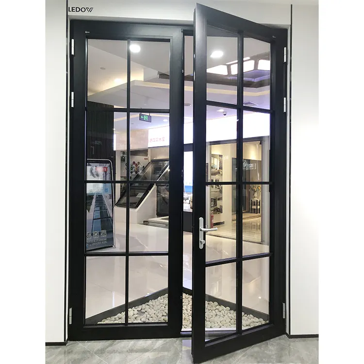 LVDUN porta a battente in lega di alluminio porte francesi 96x80 porta in vetro per patio