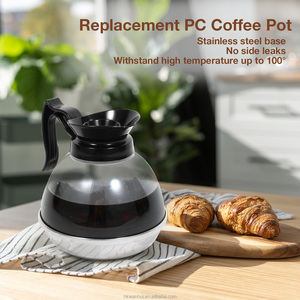 Carafe à café de remplacement en PC résistante à la chaleur, 12 tasses, avec base en acier inoxydable et bec verseur anti-goutte pour cafetière - Product Image 5