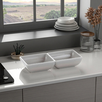 Nouveau produit 5.7 pouces gris divisé mélamine restaurant sauce plat avec brun jante