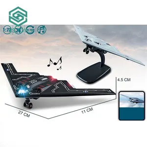 HS 1:72 Scale Kids Toy Black Gray X-Planes B-2 Plane Die Cast Jet Plane Model Pull Back Action With Light Music