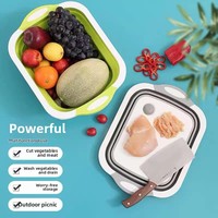 Planche à découper pliable et écologique à double usage Antibactérien Antidérapant Multifonctionnel Plastique Collant Bloc à découper Boîte emballée