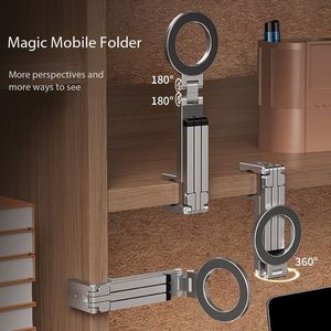 Toptan yeni varış 360 rotasyon cep telefon braketi katlanabilir alüminyum seyahat taşınabilir manyetik telefon tutucu - Product Image 4