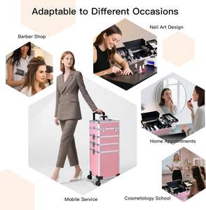 Valise de maquillage professionnelle en aluminium avec fermeture à cadenas, grande capacité, portable, pour les coiffeurs, utilisation en salon de beauté - Product Image 6