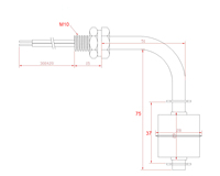 WOW LLS-HS75 Capteur de niveau de liquide à flotteur en acier inoxydable à angle droit avec filetage M10