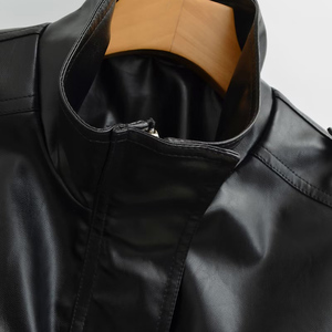 ZATRHMBM 2025 automne/<span class=keywords><strong>hiver</strong></span> nouvelle mode féminine Style européen et américain Faux cuir col montant pilote <span class=keywords><strong>veste</strong></span> en cuir <span class=keywords><strong>courte</strong></span> - Product Image 3
