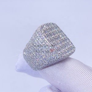 핫 세일 드롭쉬핑 화이트 골드 아이스드 아웃 GRA 모이사나이트 다이아몬드 남성 반지 - Product Image 6