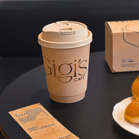 Gobelet à café à double paroi personnalisé, imprimé, jetable, écologique, biodégradable, recyclable, en papier de qualité alimentaire