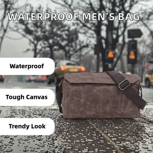 Sac à bandoulière pour homme imperméable et léger, 13 pouces, fermeture à glissière, sac à main cylindrique en toile, doublure en polyester-coton - Product Image 2