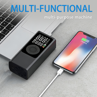 Compresseur d'air de voiture sans fil ABS avec lumière LED, rechargeable, double alimentation (USB+12V), moniteur de pression numérique pour gonflage des pneus