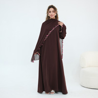 Nouvelle Robe Abaya Islamique 2 Pièces en Dentelle Florale et Mousseline Respirante à Manches Longues 2026 – Ensemble Premium Nida avec Hijab