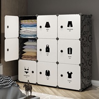 Einfach zu Montierender Moderner Erweiterbarer DIY Kunststoff-Kleiderschrank Umweltfreundlicher Schwarzer Rahmen Weiße Tür Tragbar für Werkstatt Wohnzimmer