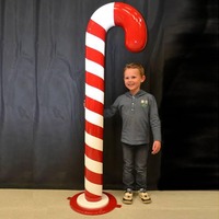 Sculpture géante en résine de fibre de verre en forme de canne à sucre et de sucette pour fête de Noël, Trio de cannes à sucre tourbillonnantes à la menthe