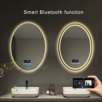 Cermin mandi Sensor sentuh LED pintar desain bulat & Oval kamar mandi cermin Led pintar dengan lampu untuk rias