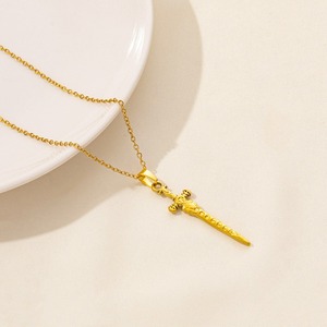 Collier en acier inoxydable 304 doré, motif épée, poignard croisé, sabre ailé, <span class=keywords><strong>médaille</strong></span> de combattant, <span class=keywords><strong>chaîne</strong></span> à maillons, style streetwear unisexe - Product Image 6