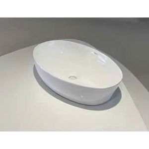 Lavabo Ovalado Moderno de Cerámica Blanca para Sobre Encimera, Fácil de Limpiar y con Diseño Duradero para el Hogar - Product Image 3