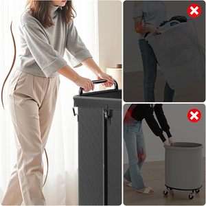 2026 loại mới 150L cán giặt cản trở với bánh xe 3 phần giỏ tre bên túi ký túc xá phòng tổ chức cho quần áo bẩn - Product Image 4