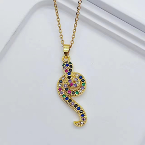 Collar con Colgante de Serpiente de Circonita de Colores, Venta al por Mayor, Acero Inoxidable, Chapado en Oro de 18K, Joyería de Moda para Mujer - Product Image 2