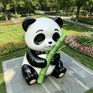 Scultura in Resina di Fibra di Vetro a Forma di <span class=keywords><strong>Panda</strong></span> Nero e Bianco Lucido per Parchi Divertimento, Giardini Botanici e Paesaggi Urbani - Product Image 2