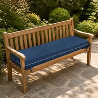 Coussin de banc bleu marine personnalisé, imperméable et résistant aux UV, avec passepoil blanc et sangles de fixation pour balançoire, jardin, terrasse, porche extérieur