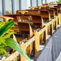 Promotion Exceptionnelle Plat de Service Chauffant de Luxe pour Hôtel 9L, Ensemble Réchaud Buffet Doré, Marmite Chafing Dish