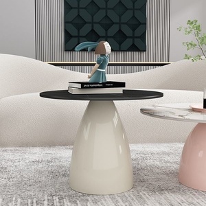 Stile nordico moderno semplice pietra pietra tavolino crema luce di lusso per il piccolo appartamento divano lato metallo ferro - Product Image 4