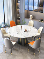 Ensemble table et chaises de salle à manger de luxe pliable en pierre frittée, rond, convertible, moderne, extensible, mobilier de maison 6 places