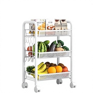 Chariot de rangement métallique à trois niveaux avec roulettes pour l'organisation de la cuisine 50x40x30cm Design minimaliste - Product Image 6