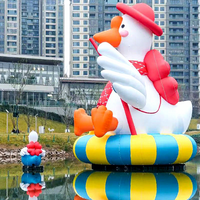 Modèle d'air gonflable personnalisé en forme d'oie blanche |   Grande figurine gonflable de canard de dessin animé, spectacle aquatique accrocheur