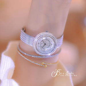 <span class=keywords><strong>BS</strong></span> FA1753 Produits les plus vendus à la mode Montre-bracelet à quartz ronde et décontractée en or pour femmes avec bracelet en alliage de diamants - Product Image 4
