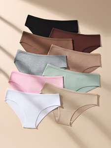 Culottes string taille basse en coton peigné antibactérien, couleur unie, grande taille pour femme, vente en gros - Product Image 1