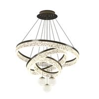 Lustre LED moderne de luxe multi-anneaux en cristal, luminaire suspendu à intensité variable pour salon, villa, hôtel, décoration intérieure, vente en gros