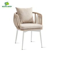 Chaise de salle à manger Havana K/D avec structure en aluminium et tressage en corde pour l'extérieur, café, complexe hôtelier, restaurant, mobilier de jardin