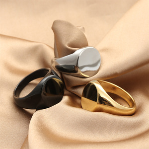 Men's <b>Titanium</b> Steel Round <b>Ring</b> Silver Gold <b>Black</b> Geometric Design Gift Jewelry 280627 - Product Image 1
