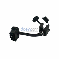 Cable Plano OBD2 de 16 Pines, 1 Macho a 2 Hembras, con Dos Interruptores