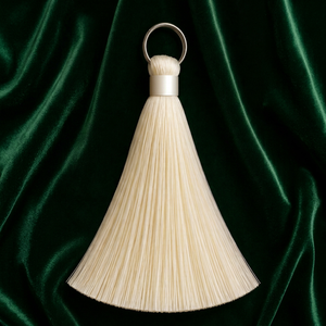 Tassel <b>Fringe</b> Decorative 100% Polyester Cream Color Cone Shape With Metal Ring <b>Top</b> - Product Image 1