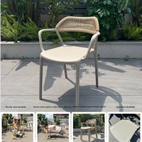 Ensemble table et chaises d'extérieur design nordique, étanche, empilable, en alliage d'aluminium, pour cour, villa, jardin, balcon, loisirs