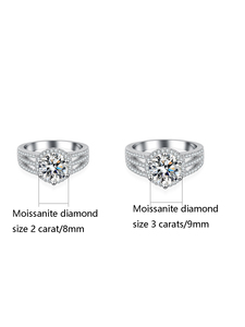 Anillo de moissanita de Plata de Ley 925 de 2-3 quilates, diseño de nicho de moda para propuestas de novia, bodas o regalos de cumpleaños - Product Image 6