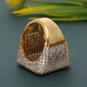 Anillo de compromiso de diamante redondo cultivado en laboratorio amarillo de 10K estilo Hip Hop elegante para hombres banda de boda de oro Vintage única - Product Image 4