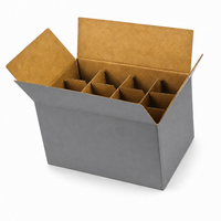 Carton de transport pour bouteilles de boissons ondulé avec séparateurs internes pour l'expédition de 12 bouteilles en verre