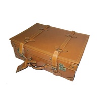HIBO unisexe Vintage bagage valise marron en cuir véritable cadre en carton Spinner roulette bois métal Construction serrure voyage