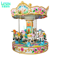 Manège à Monnayeur Portable pour Enfants, Carrousel d'Intérieur à 6 Places, Manège de Fête Foraine