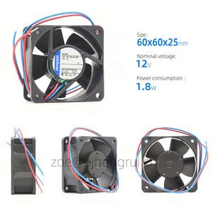 Ventilador axial de refrigeración para gabinete/chasis ebmpapst 612NH de 6 cm, 12 V CC, 1.8 W, 43 m³/h, 5600 rpm, 60x60x25 mm, 6025 con rodamiento de bolas. - Product Image 2
