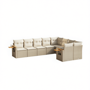 Conjunto de Sofás de Jardín Beige para Exteriores con Cojines de Espuma de Alta Densidad y Ratán Sintético Resistente a los Rayos UV, Diseño Contemporáneo - Product Image 1