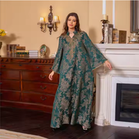 Robe longue décontractée pour femmes avec col montant à perles, style jalabiya, pour le printemps, les fêtes, les vacances au Maroc, pour l'Aïd musulman