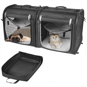 Qbellpet - Transportín Portátil 2 en 1 de Nailon para Mascotas con Cierre de Cremallera para Perros Medianos y Gatos Grandes, Juego de Jaulas Dobles Ecológicas para Viajes - Product Image 3