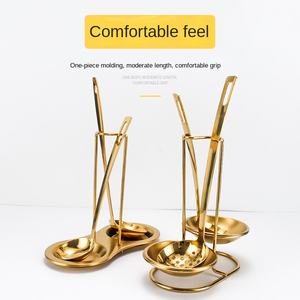 Golden Hotel Restaurant 304 Juego de utensilios de cocina de acero inoxidable Olla caliente Sopa Colador Cucharas Juego Láser Lavavajillas Clipper - Product Image 3