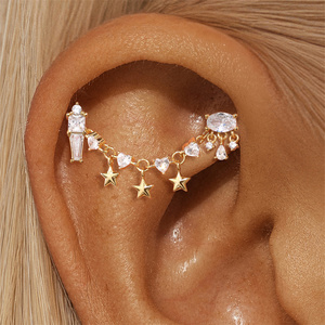 Boucles d'oreilles pendantes en argent sterling S925 avec pierre en zircon 5A et placage or 18 carats pour les occasions de mariage - Product Image 5