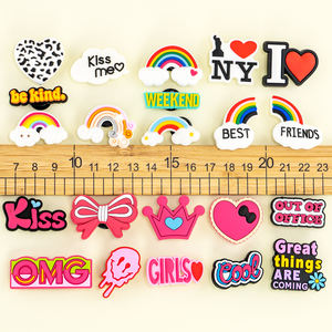 Charmes de chaussures en PVC 2D amusants, bonnes vibrations, cœur arc-en-ciel, numéro 67, décoration pour <span class=keywords><strong>sabots</strong></span>, accessoires à la mode pour <span class=keywords><strong>sabots</strong></span> et sandales, charmes de chaussures mignons - Product Image 3