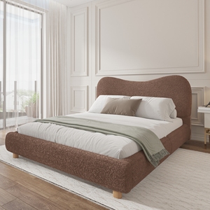 Cadre <span class=keywords><strong>de</strong></span> <span class=keywords><strong>lit</strong></span> <span class=keywords><strong>de</strong></span> luxe pour chambre d'hôtel, style crème français, réglable, en velours capitonné, taille King, avec tête <span class=keywords><strong>de</strong></span> <span class=keywords><strong>lit</strong></span> incurvée - Product Image 2