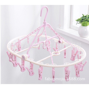 Séchoir à linge rond en plastique avec pinces, pliable, type crochet, pour vêtements et chaussettes - Product Image 3